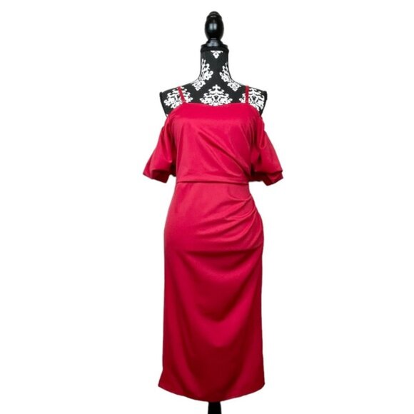 Belle Poque NWT Off Shoulder Lantern Sleeve Dress Size Medium - Picture 4 of 10